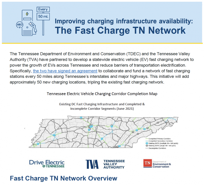 Fast Charge TN Network For Electric Vehicle TVA EnergyRight